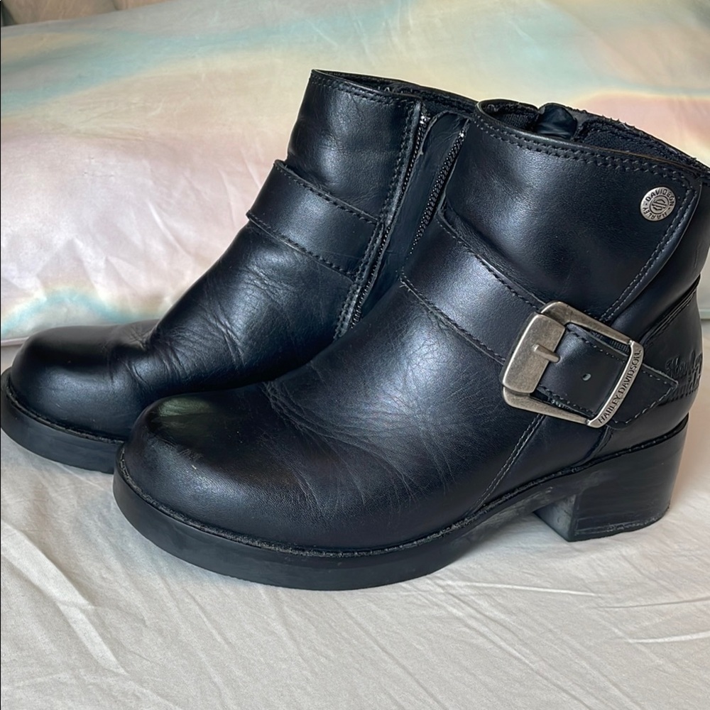Women's Harley Davidson Black Leather Ankle Boots